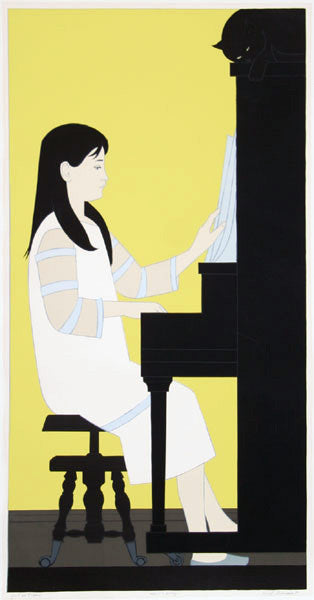 Girl at Piano by Will Barnet, 1973 lithograph