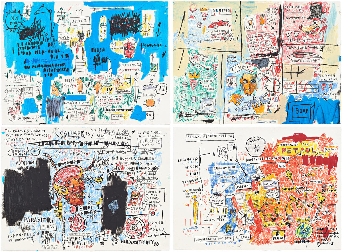 Ascent, Olympic, Leeches, Liberty 2017 (Set of 4) by Jean-michael Basquiat, 2001 4 screen prints on Lenox museum board…