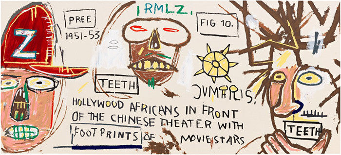 Hollywood Africans in Front of the Chinese Theatre by Jean-michael Basquiat, 1983 screenprint on 4-ply museum board