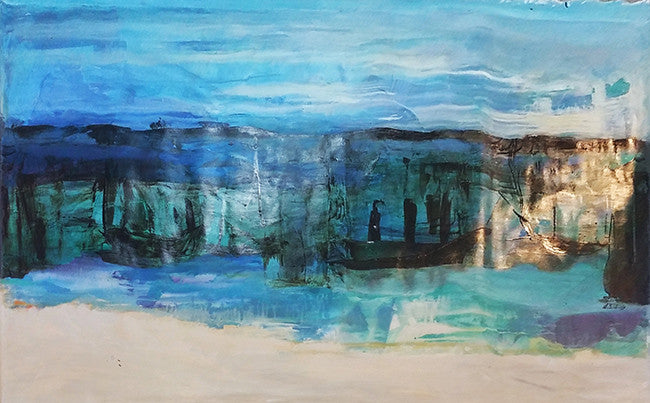 Abstract (Blue) by Eva Bechinsky, acrylic on canvas