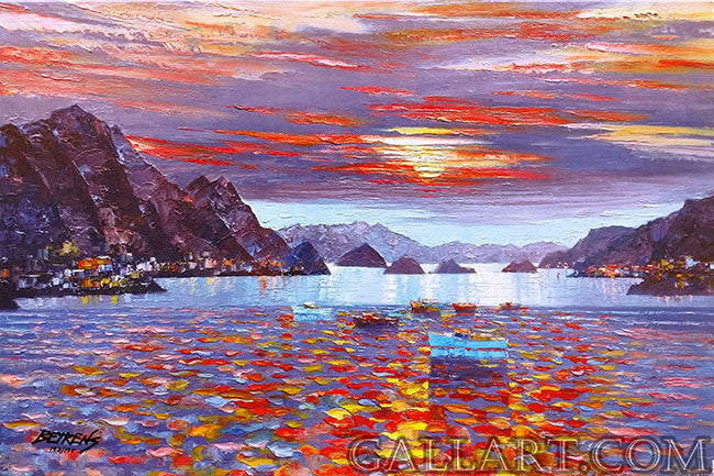 Amalfi Sunset by Howard Behrens, 2010 embellished giclee on canvas