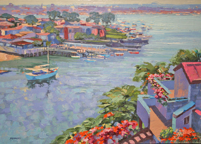 Balboa Point by Howard Behrens, serigraph, on canvas, with overpaint