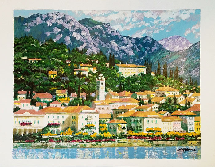 Bellagio Hillside by Howard Behrens, embellished serigraph on canvas