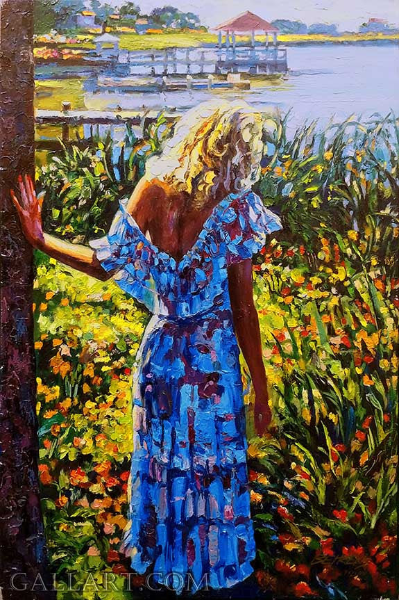 My Beloved - by the Lake by Howard Behrens, 2010 embellished giclee on canvas