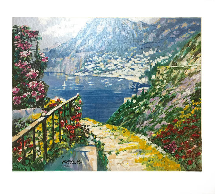Road to Positano by Howard Behrens, hand embellished giclee on canvas