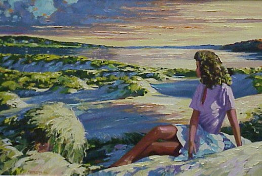 Summer Sunset by Howard Behrens, serigraph, on canvas, with overpaint