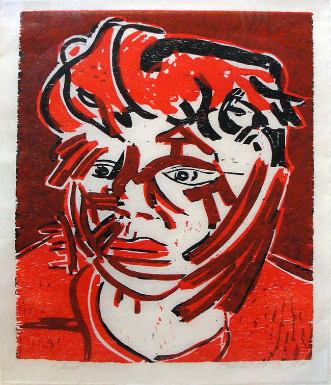 Head by Tony Bevan, 1988 woodblock