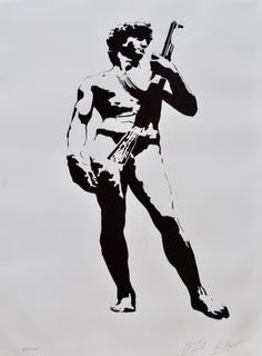 David with Kalashnikoff by Blek Le Rat, 2007 screen print