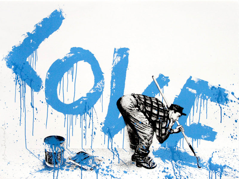 All You Need Is Love (Blue) by Mr. Brainwash, 2018 3-color screen print on hand torn archival art paper