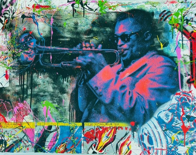 Miles Davis !! (Original) by Mr. Brainwash, 2010 original 6 color screen print on archival paper, hand-finish with mixed…