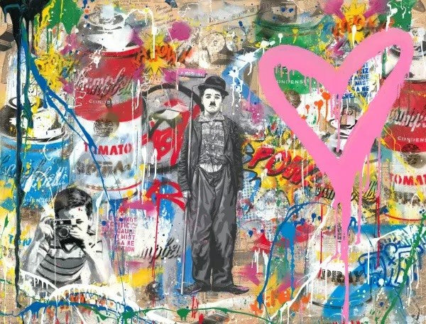 Chaplin Gold Rush (Original) by Mr. Brainwash, 2020 silkscreen and mixed media on archival paper