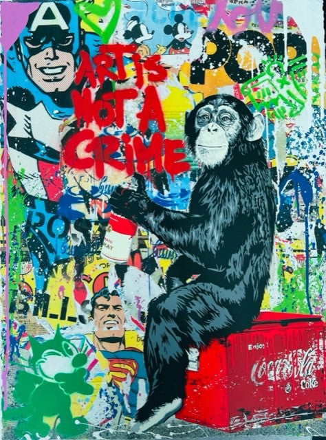 EVERYDAY LIFE ! ART IS NOT A CRIME (ORIGINAL) BY MR. BRAINWASH (30 X 22.5 INCHES)