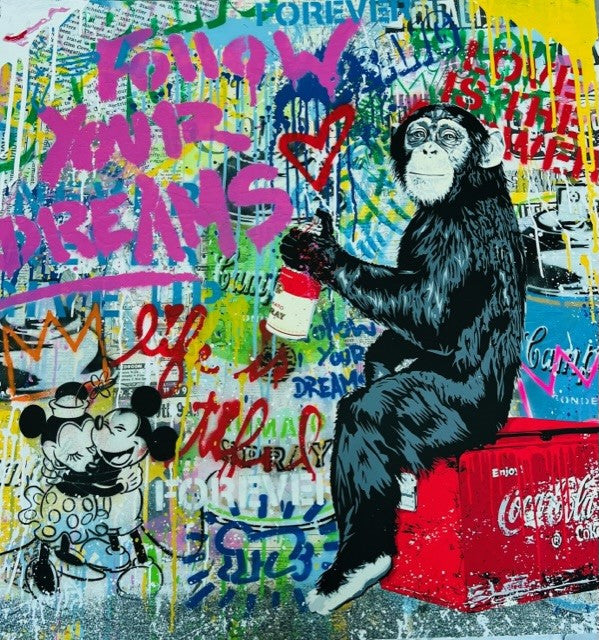Everyday Life ! Mickey Mouse (Original) by Mr. Brainwash, 2022 silkscreen and mixed media on hand torn paper