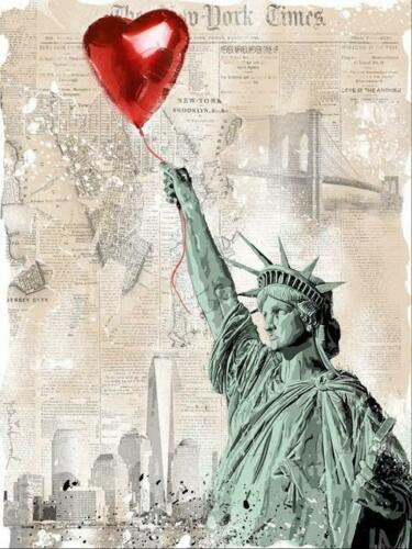 Heart and Soul, 2020 by Mr. Brainwash, 2020 silkscreen on collage of hand torn paper