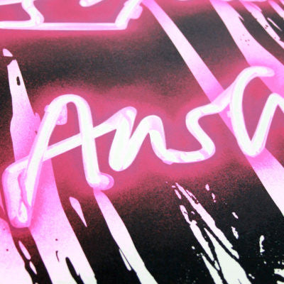 Love on (Love Is the Answer) by Mr. Brainwash, 2018 5-color screen print on hand torn archival art paper — detail 4