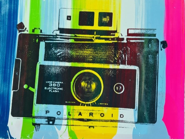 Polaroid, 2010 (Original) by Mr. Brainwash, 2010 unique silkscreen and mixed media on hand torn paper