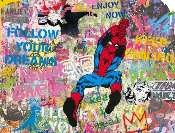 Spiderman !! (Original) by Mr. Brainwash, 2022 silkscreen and mixed media on archival paper