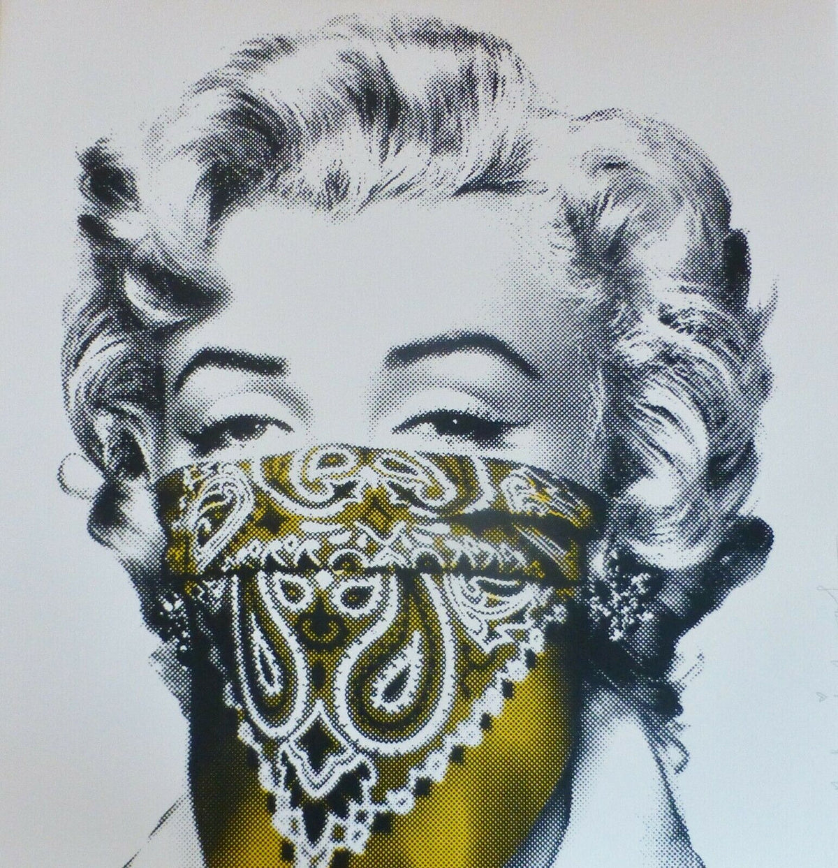 Stay Safe (Yellow) Marilyn Monroe by Mr. Brainwash, 2020 2 color screen print on hand-torn archival art paper