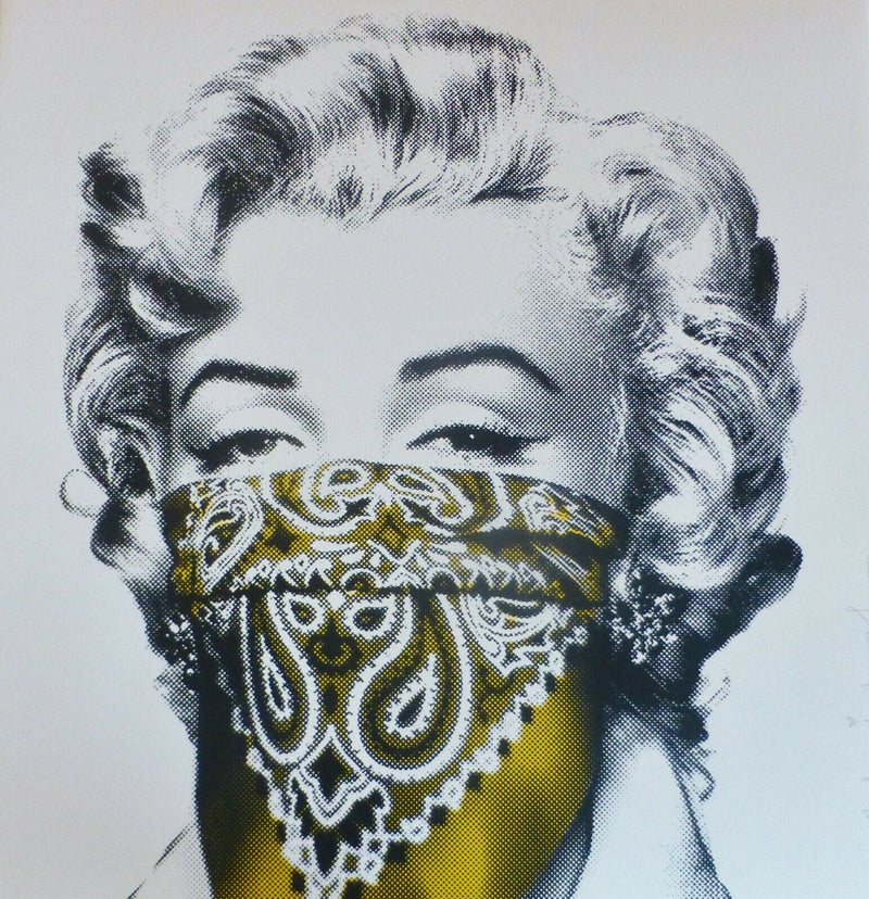 Stay Safe (Yellow) Marilyn Monroe by Mr. Brainwash, 2020 2 color screen print on hand-torn archival art paper