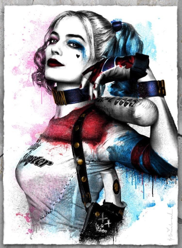 Harley Quinn (Suicide Squad) by Mr. Brainwash, 2016 screenprint with black frame