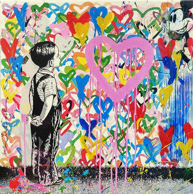 With All My Love (Mickey) by Mr. Brainwash, 2016 mixed media on canvas