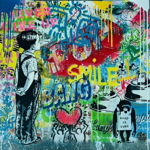 WITH ALL MY LOVE! SMILE (ORIGINAL) BY MR. BRAINWASH (36 X 36 INCHES)