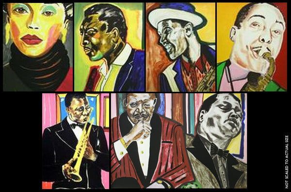 JAZZ MUSICIANS (SUITE OF 6) BY FREDERICK BROWN