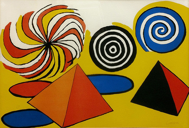 Pyramids and Spirales De Couleurs by Alexander Calder, 1974 lithograph