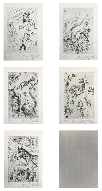 Lettre a March Chagal (Set of 5) by Marc Chagall, 1969 etching