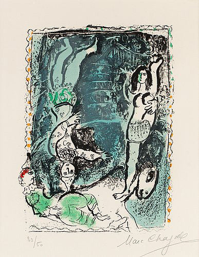 La Pirouette Blue by Marc Chagall, 1966 lithograph