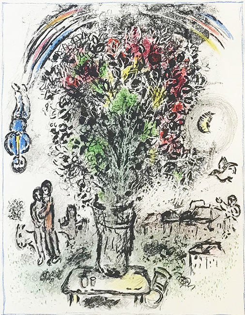 Bouquet a L'arc-en-ciel by Marc Chagall, 1975 color lithograph
