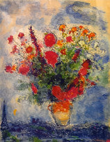 FLOWERS OVER CITY BY MARC CHAGALL