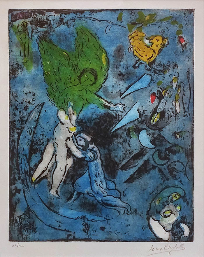La Lutte De Jacob Et De L'ange by Marc Chagall, 1967 lithograph