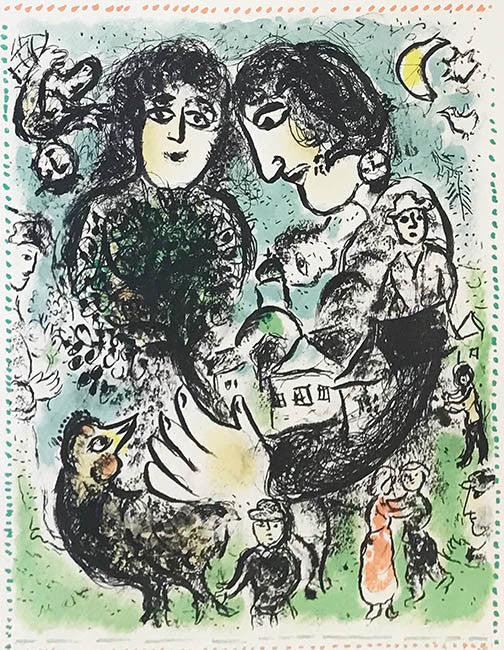 Le Rendez-vous by Marc Chagall, 1983 color lithograph