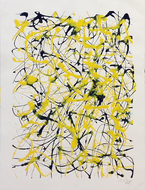 Abstract (Black and Yellow) by Mario Chuy, 2012 acrylic on paper