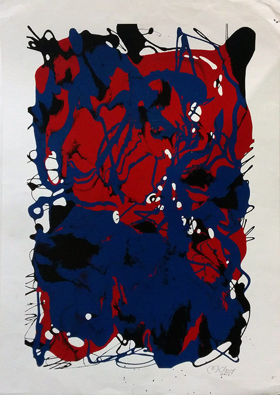 Abstract (Red and Blue) by Mario Chuy, 2012 acrylic on paper