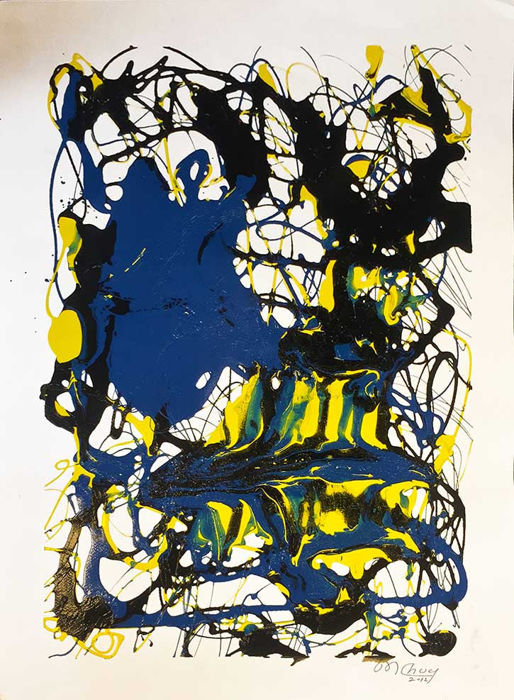 Abstract (Yellow, Black and Blue) by Mario Chuy, 2012 acrylic on paper