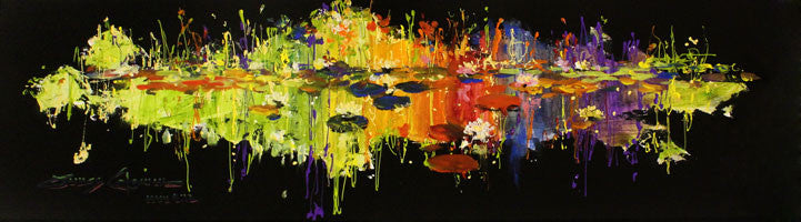 Lily in Radiant Pond by James Coleman, mixed media on paper