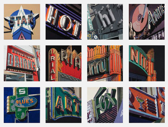 American Signs (Portfolio of 12) by Robert Cottingham, 2009 screenprint on paper