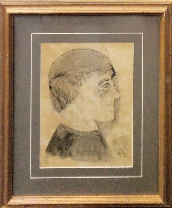 Portrait (Unknown Title) by Jose Luis Cuevas, mixed media on paper