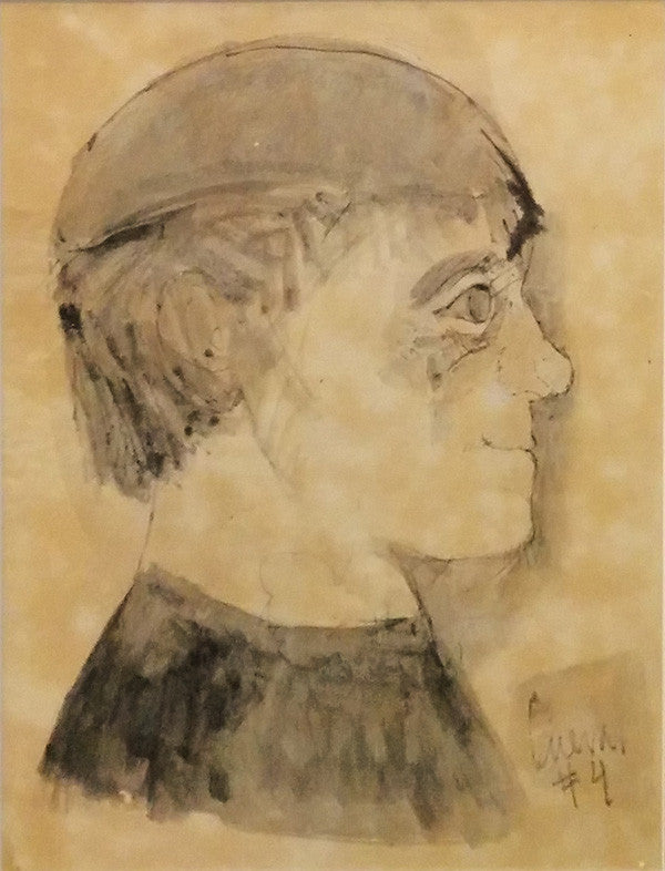 Portrait (Unknown Title) by Jose Luis Cuevas, mixed media on paper — detail 2