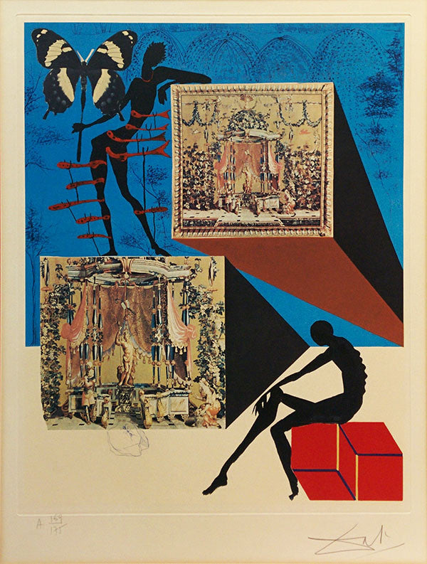 Dressed in the Nude in the Surrealist Fashion by Salvador Dali, 1971 etching on color lithograph
