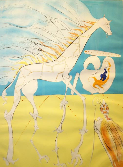 Giraffe Saturnienne by Salvador Dali, 1974 engraving with lithographic color and embossin