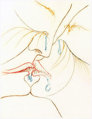 Le Baiser the Kiss) from Le Paradis Terrestre) by Salvador Dali, 1974 etching