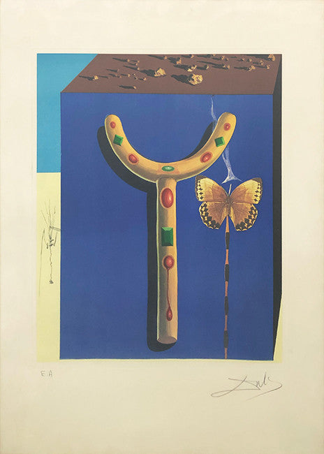 Surrealist Crutches by Salvador Dali, 1971 photolith and etching