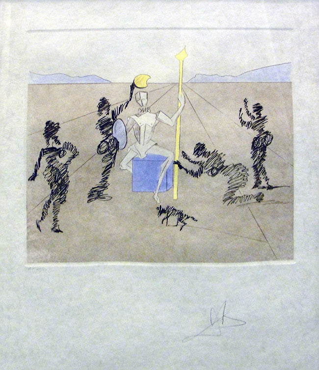 The Golden Helmet of Mandrino by Salvador Dali, 1981 etching