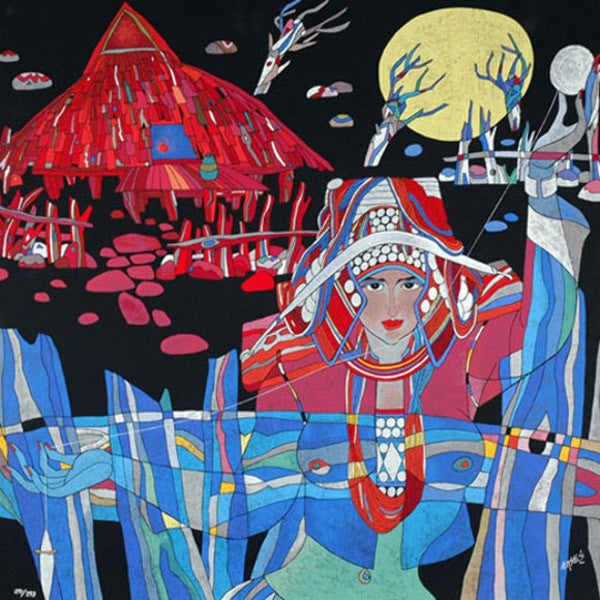 Lady with Thread by He Dequang by Artists Misc., 1989 serigraph