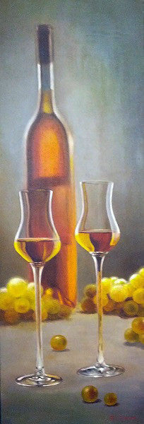 White Wine for Two by E. Denis, 2004 oil on canva