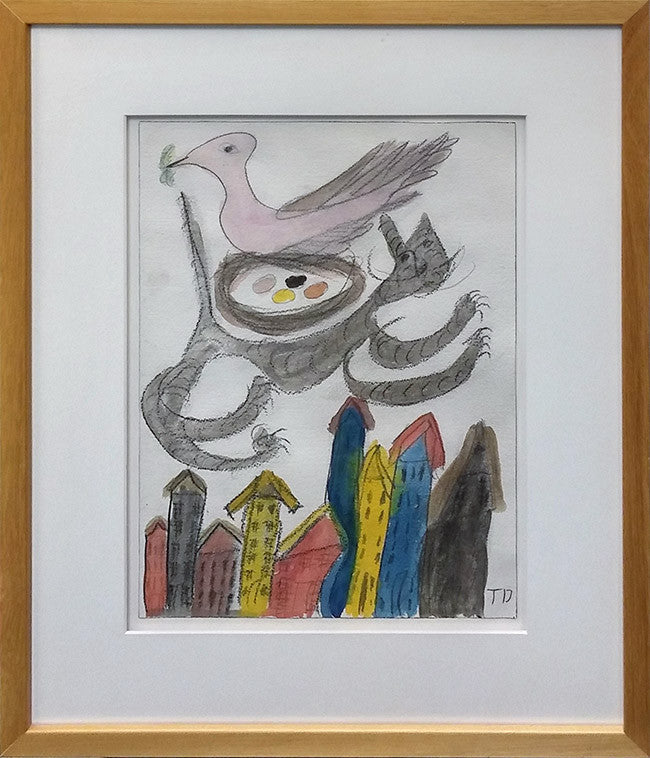 Unknown Title (Bird & Cat) by Thornton Dial by Artists Misc., watercolor