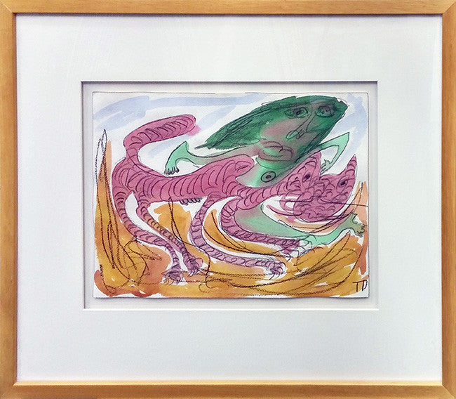 Unknown Title (Pink Cat) by Thornton Dial by Artists Misc., watercolor